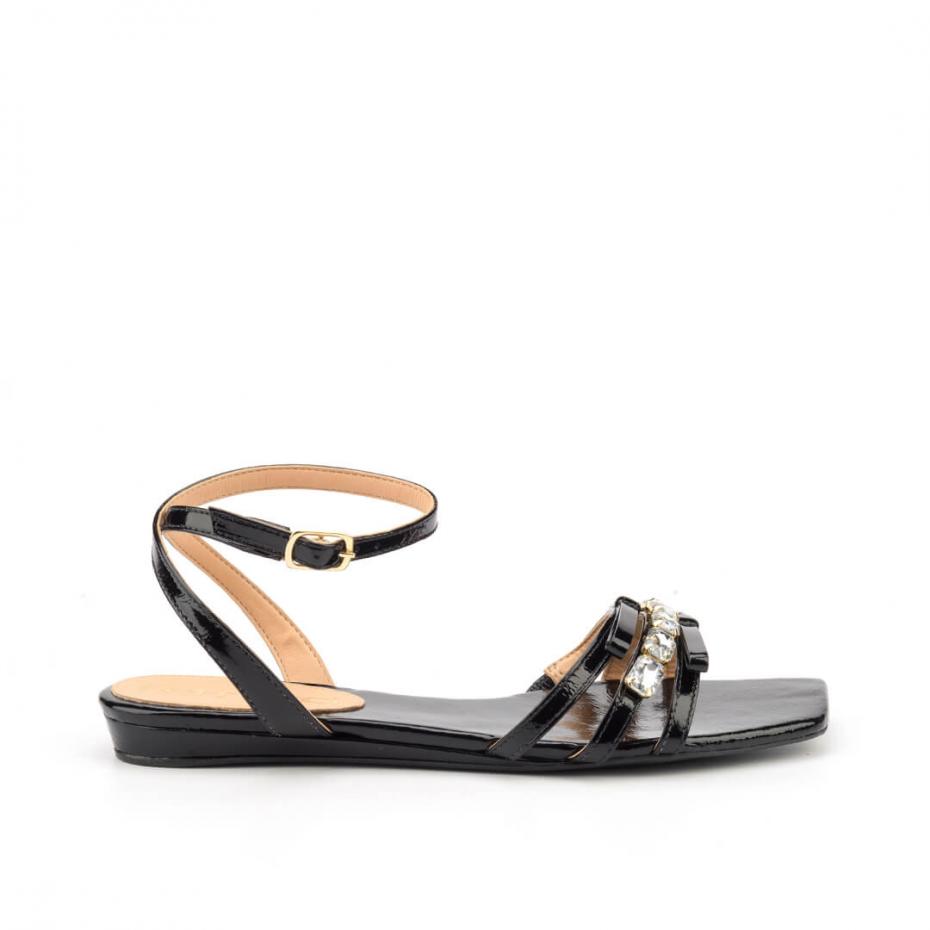 SANDÁLIA FLAT LAÇO PEDRAS