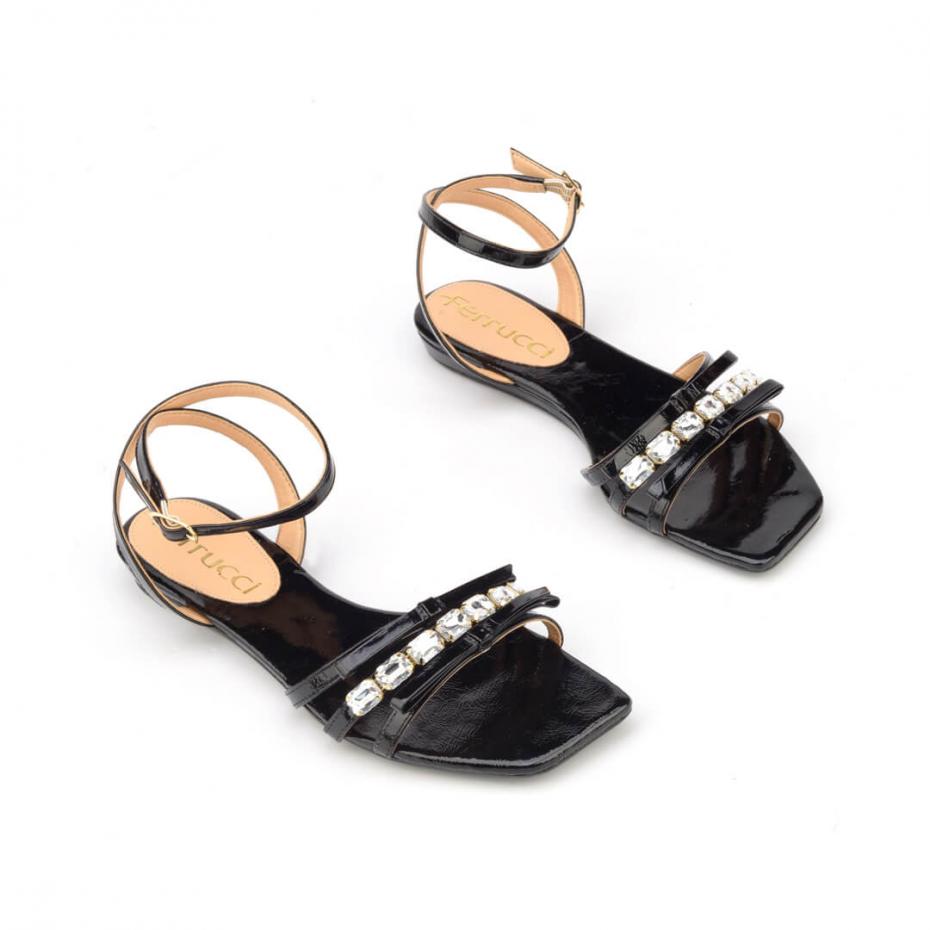 SANDÁLIA FLAT LAÇO PEDRAS