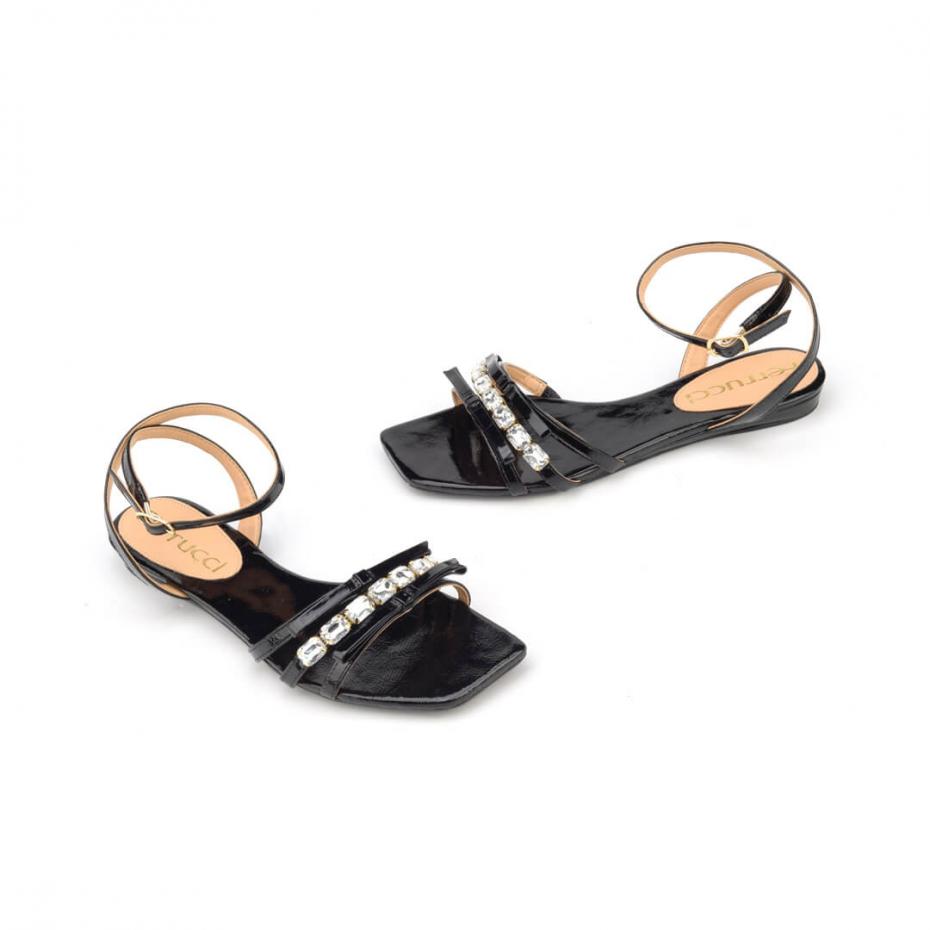 SANDÁLIA FLAT LAÇO PEDRAS