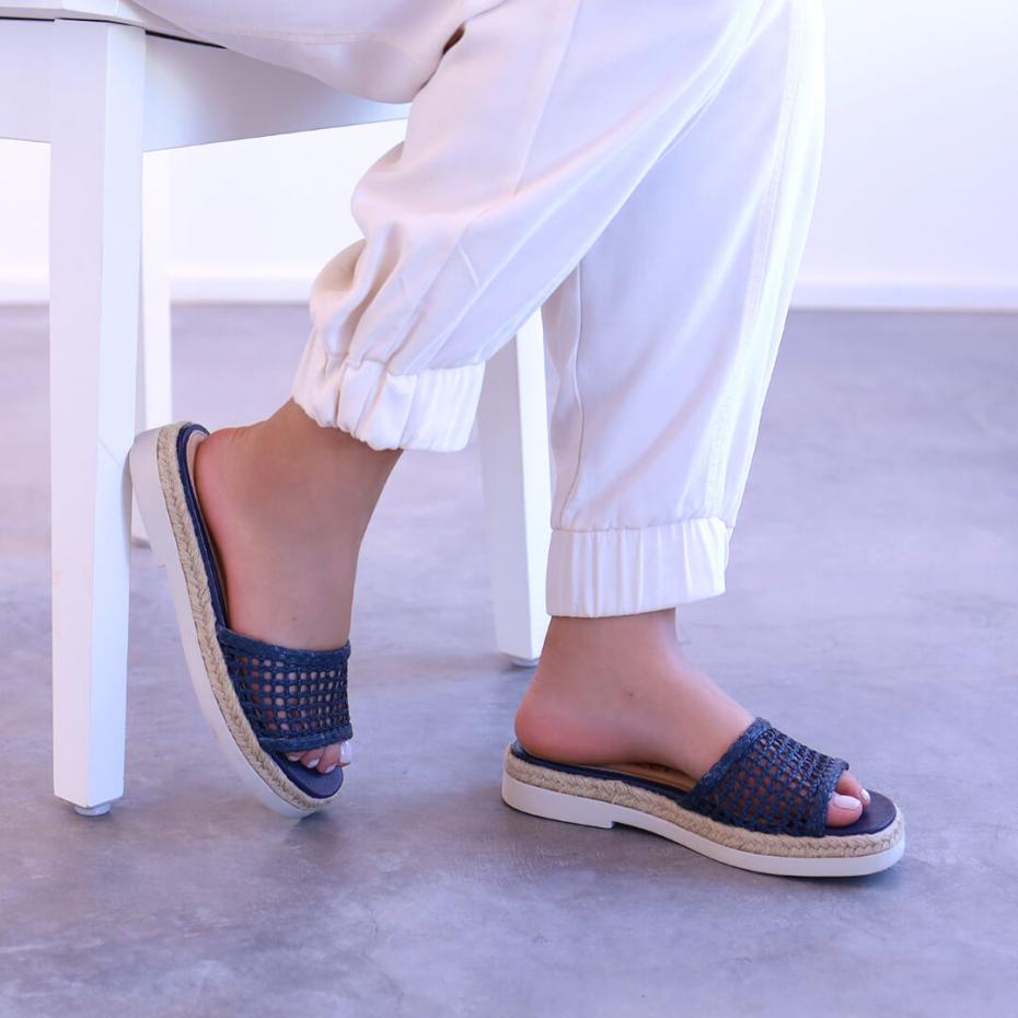 SPADRILLE FLATFORM TELA RAFIA