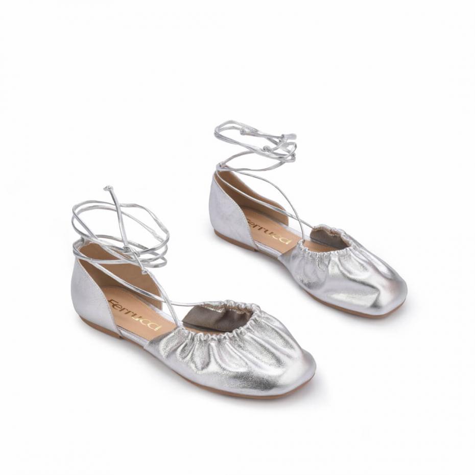 FLAT BALLERINA DRAPEADA LACE UP