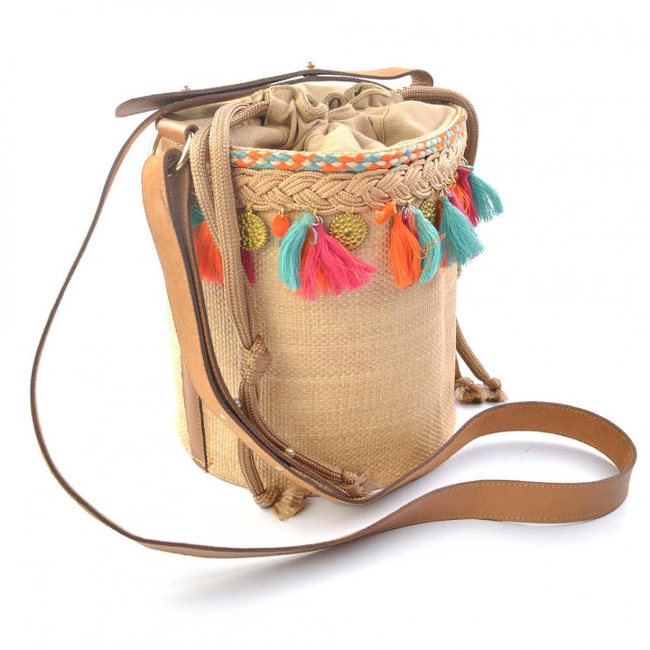 BOLSA BUCKET PALHA HANDMADE