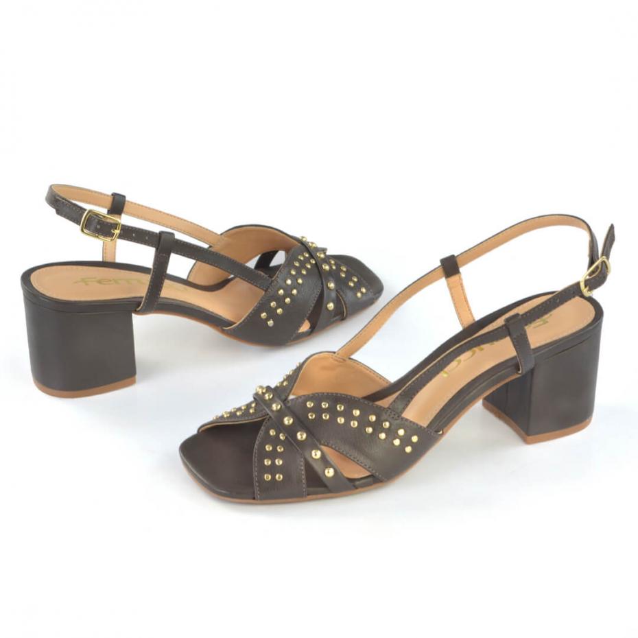 SANDÁLIA SALTO BLOCO TACHEADA