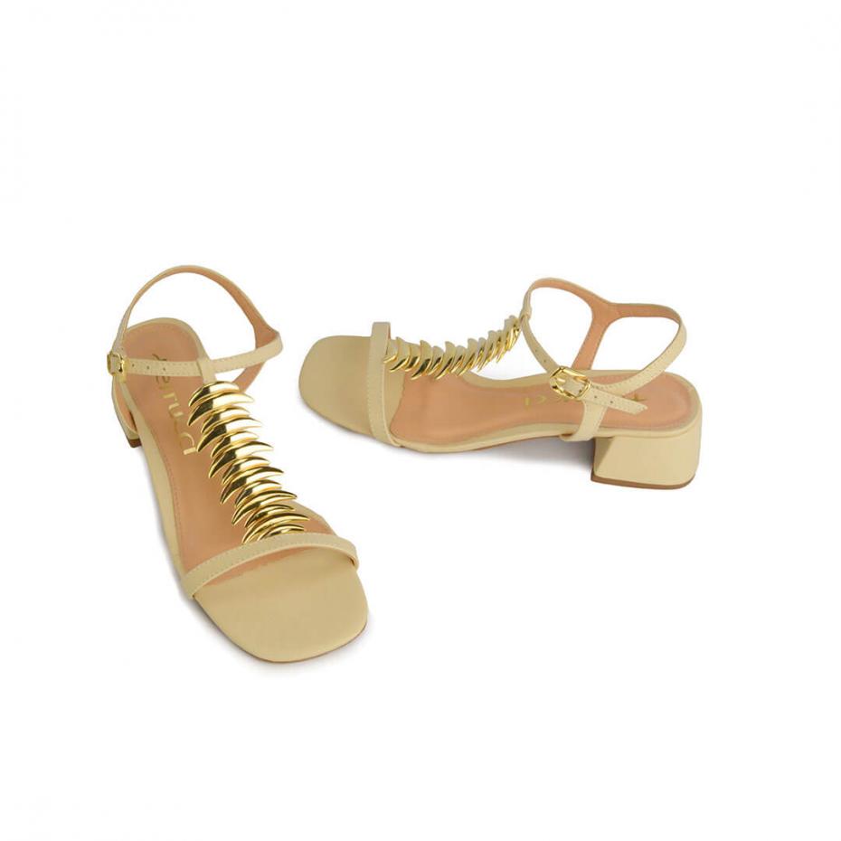 SANDÁLIA SALTO BLOCO FISH METAL