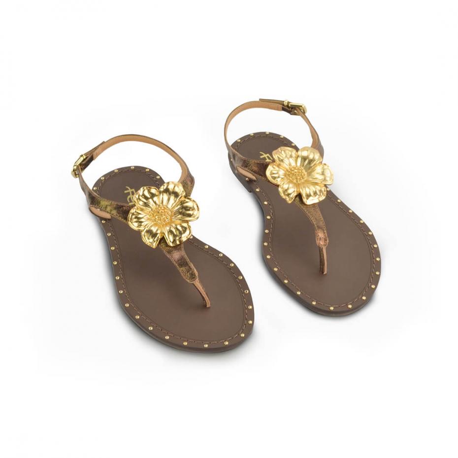 SANDÁLIA RASTEIRA FLOR METAL