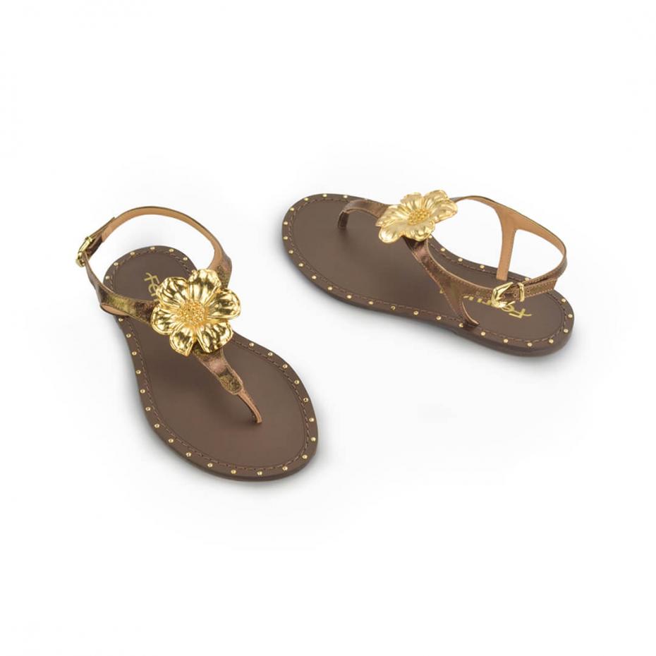 SANDÁLIA RASTEIRA FLOR METAL