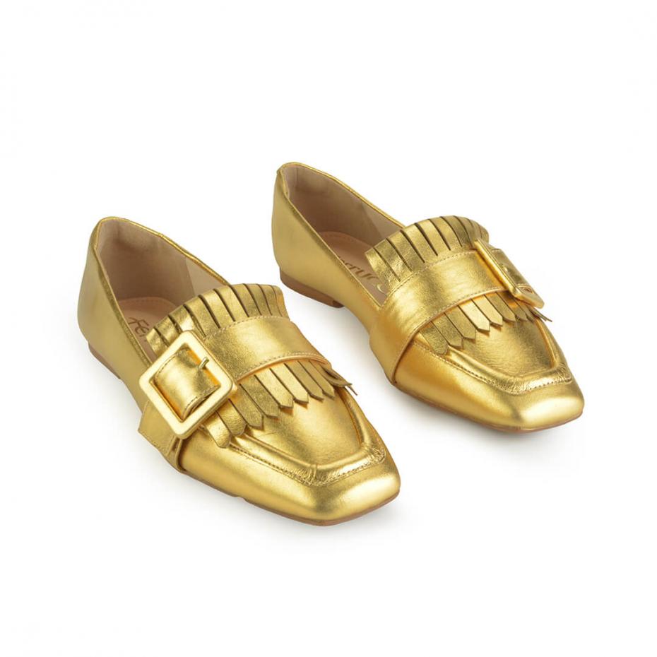 LOAFER METALIZADO FIVELA FRANJAS