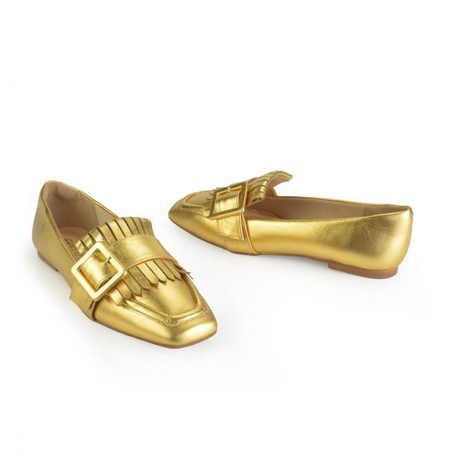 LOAFER METALIZADO FIVELA FRANJAS