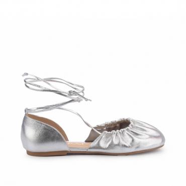 FLAT BALLERINA DRAPEADA LACE UP - Código 1957-2-102