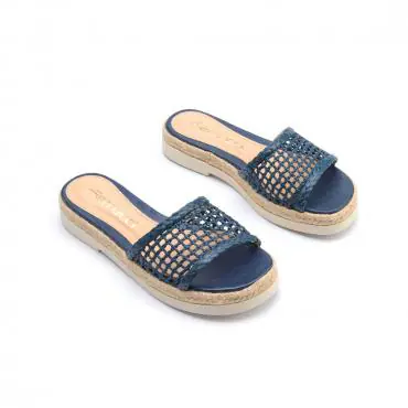 SPADRILLE FLATFORM TELA RAFIA