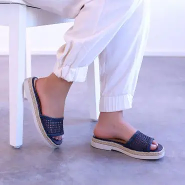 SPADRILLE FLATFORM TELA RAFIA