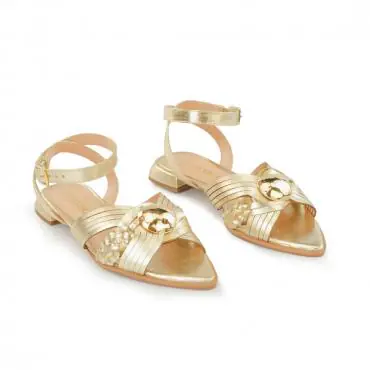 FLAT BICO FOLHA TRANÇADA METAL MARTELADO