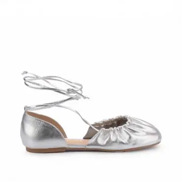 FLAT BALLERINA DRAPEADA LACE UP - Código 1957-8-102