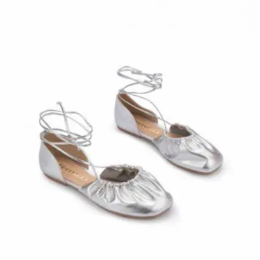 FLAT BALLERINA DRAPEADA LACE UP