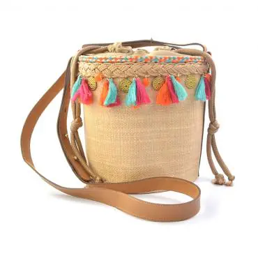 BOLSA BUCKET PALHA HANDMADE