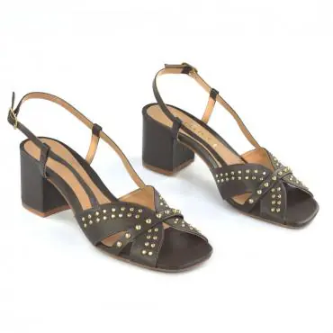 SANDÁLIA SALTO BLOCO TACHEADA