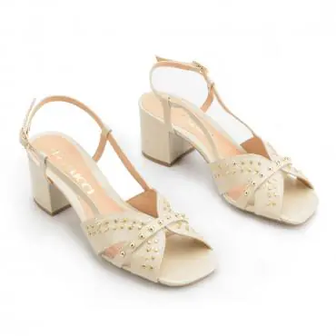 SANDÁLIA SALTO BLOCO TACHEADA