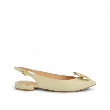 SAPATILHA BICO FINO SLINGBACK FLOR METAL - Código 2303-7-269