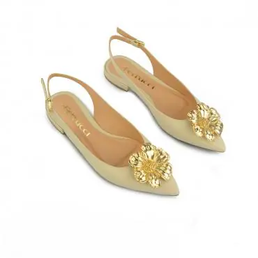 SAPATILHA BICO FINO SLINGBACK FLOR METAL