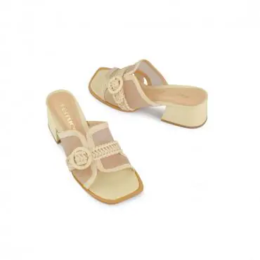 SANDÁLIA MULE TELA MESH RÁFIA