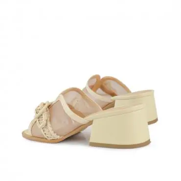 SANDÁLIA MULE TELA MESH RÁFIA